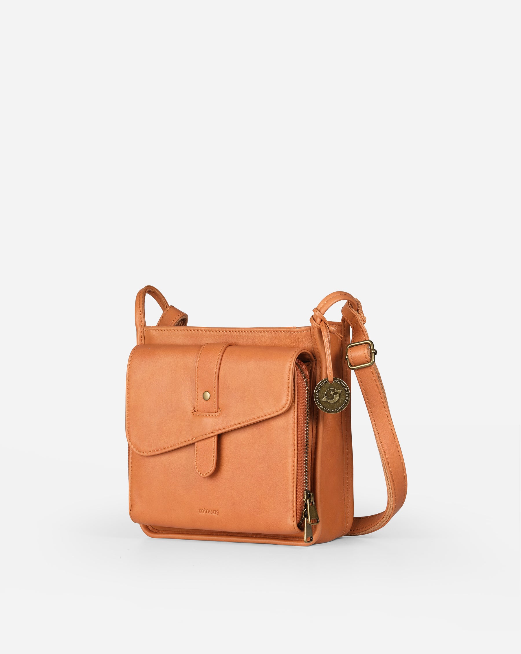 Stylish Tan Leather Crossbody Purse with Built-in Wallet